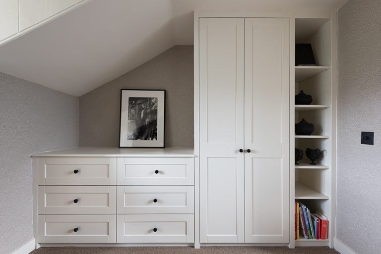 Bespoke white wardrobe with desk