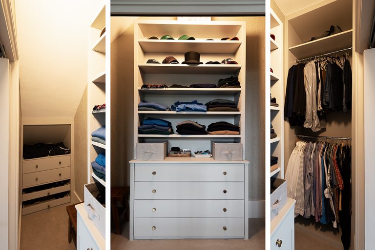 Bespoke walk in wardrobe in bedroom