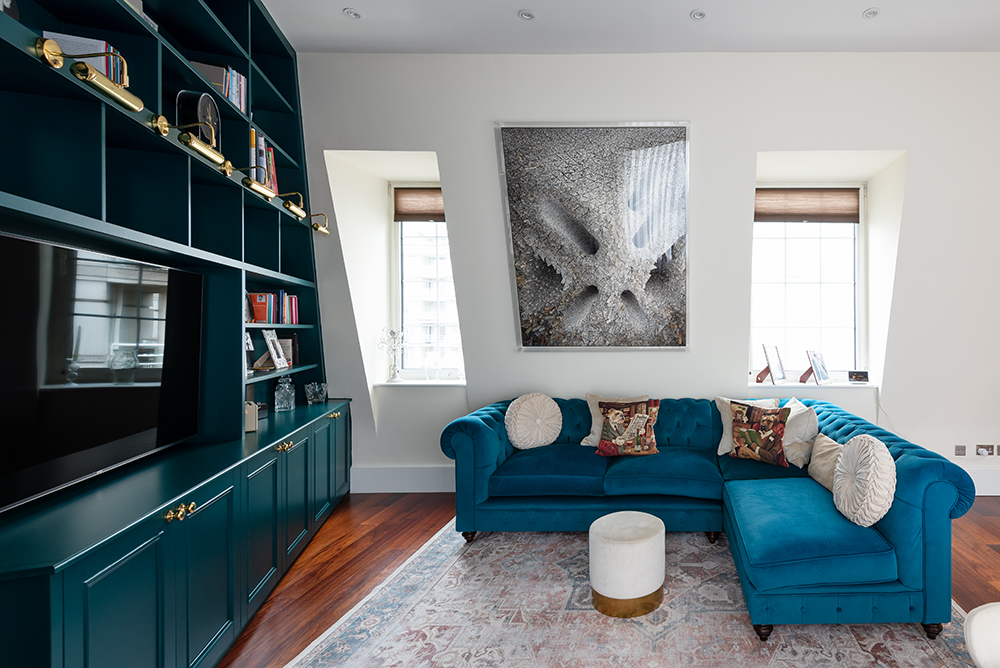 Built-in TV unit with lots of storage in living room