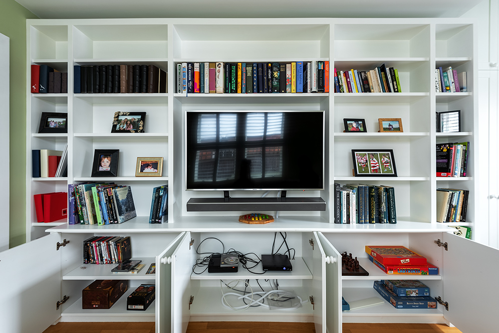 Custom made TV unit with shelving