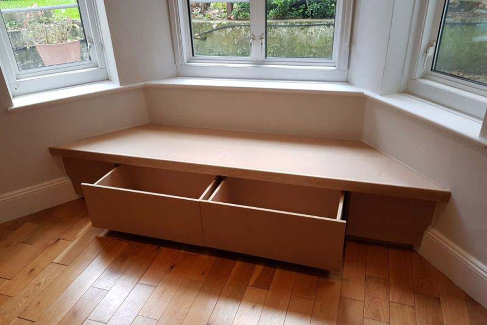 Custom made window seats, made with MDF