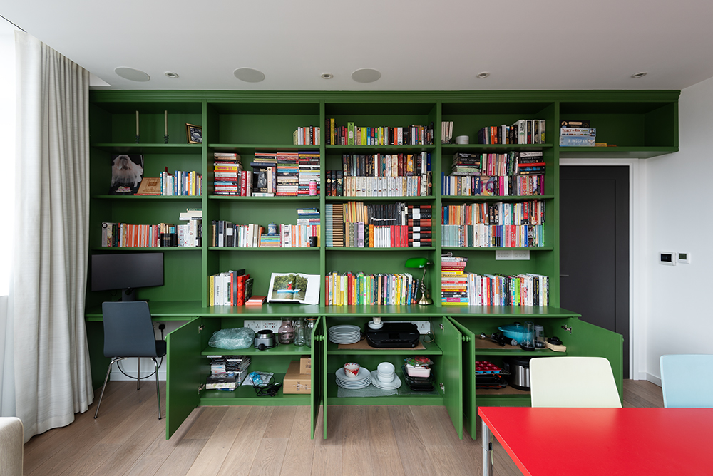 Built-in cupboard doors open