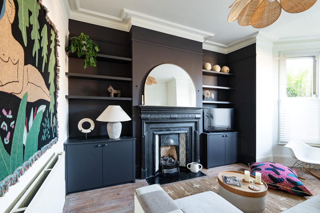 Fitted cupboards in living room