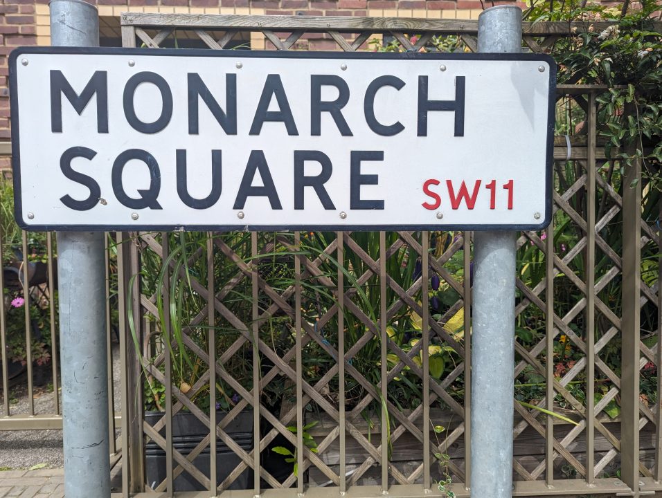 Road sign in Clapham called Monarch Street