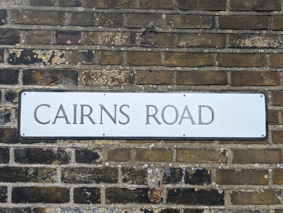 Cairns road sign in Clapham