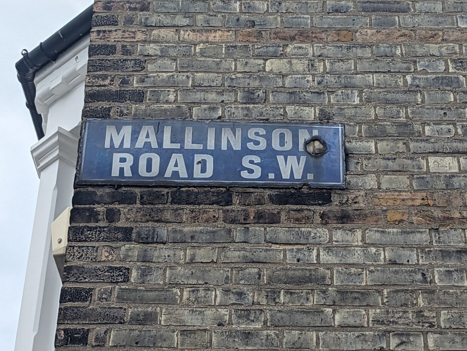 Street name in Clapham called Mallinson Road