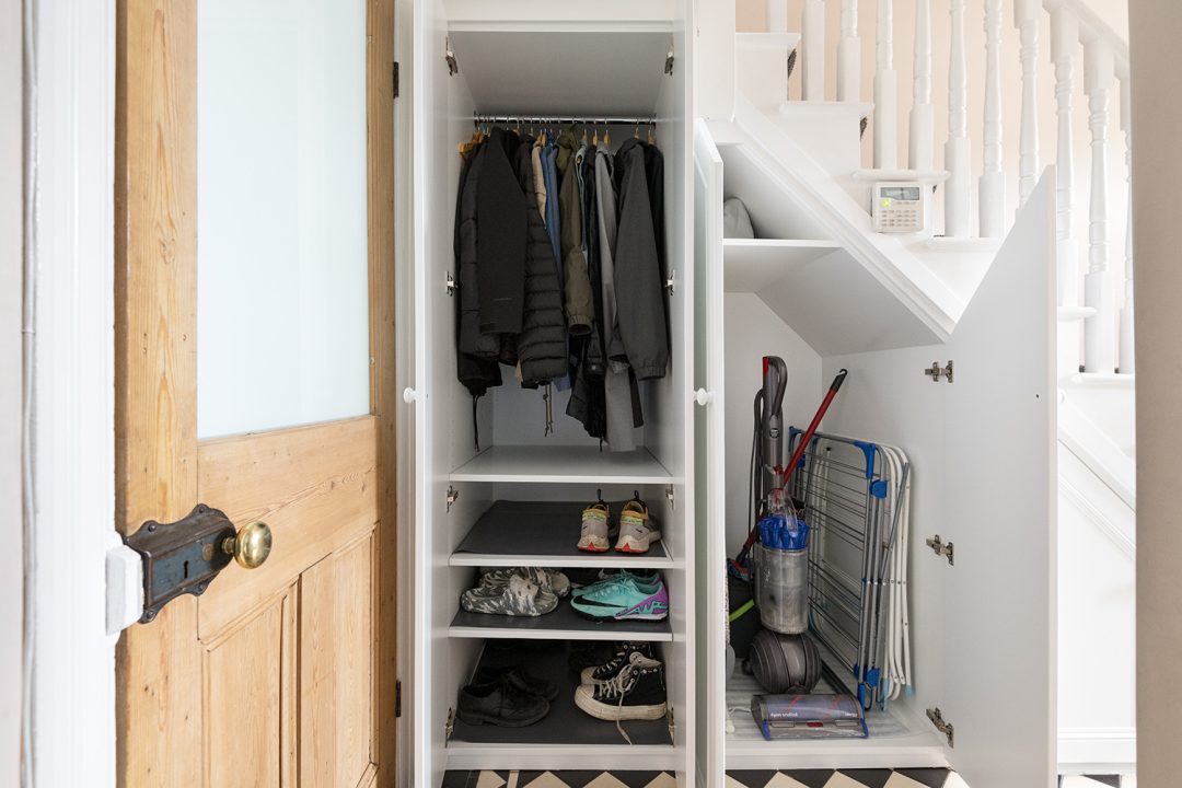 Inside of under stairs storage closet