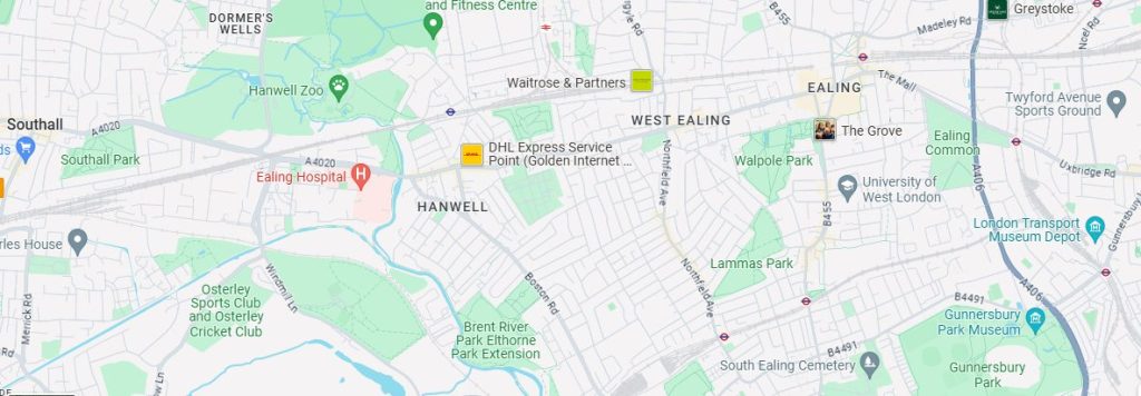 Map of Ealing in West London