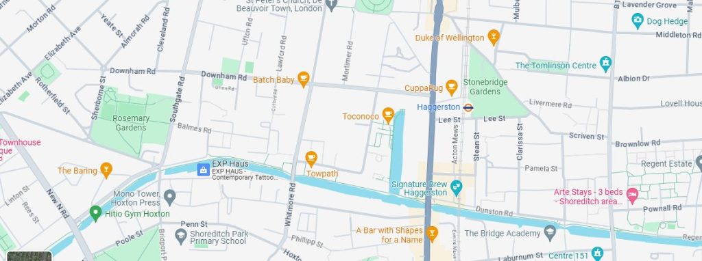 Map of Haggerson in East London