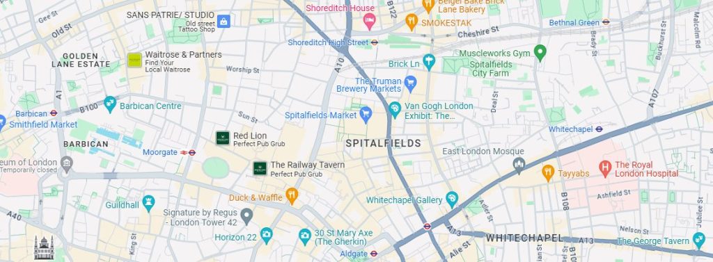 Map of Spitalfields in East London