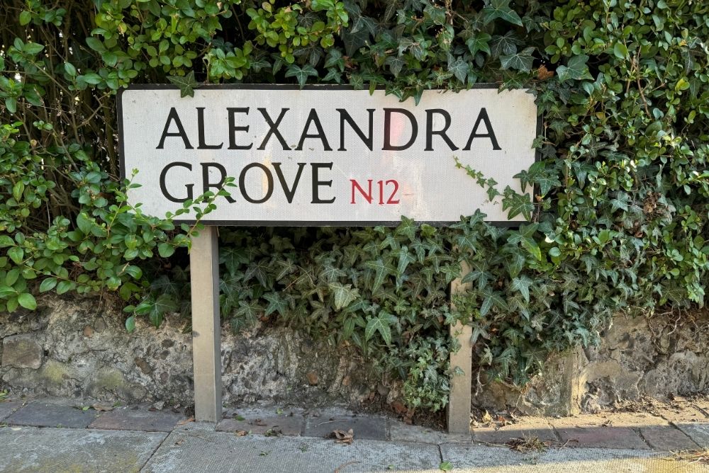 White road sign called Alexandra Grove