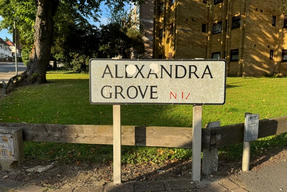 Street name called Alexandra Grove in Finchley