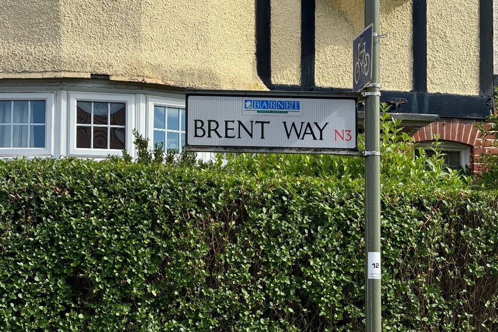 Road sign in North London called Brent Way