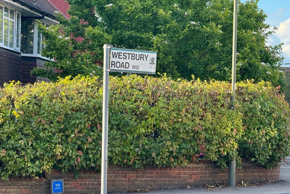 Road sign called Westbury where we did carpentry