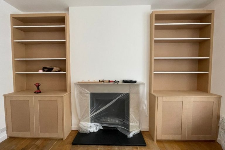 Fitted alcove cabinets made with MDF