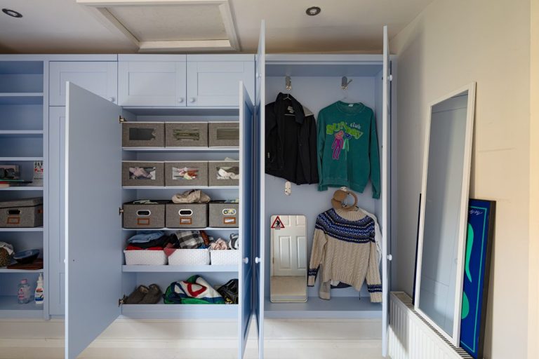 Internal view of blue wardrobe