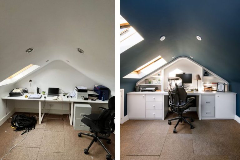 Fitted home office in loft room – Greenwich