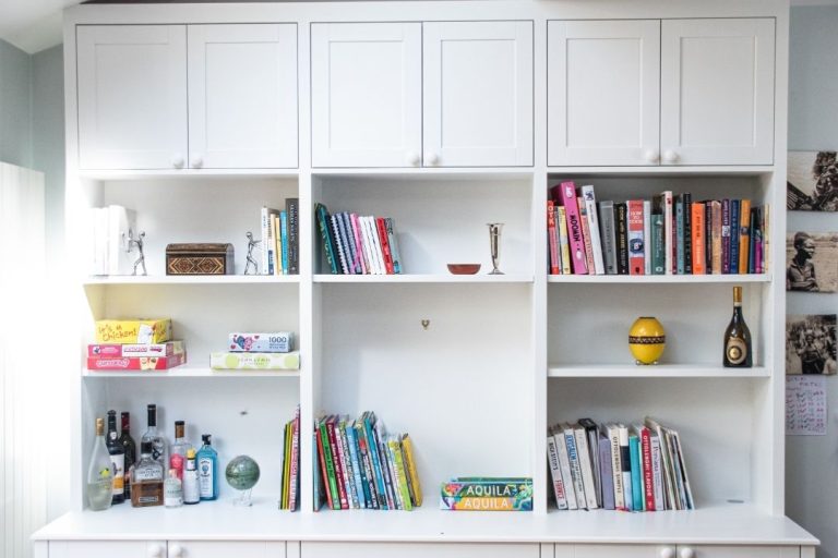 Built in while cabinet and shelving unit