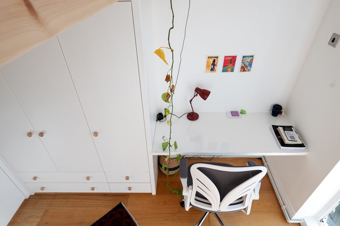 Built in loft bed with desk