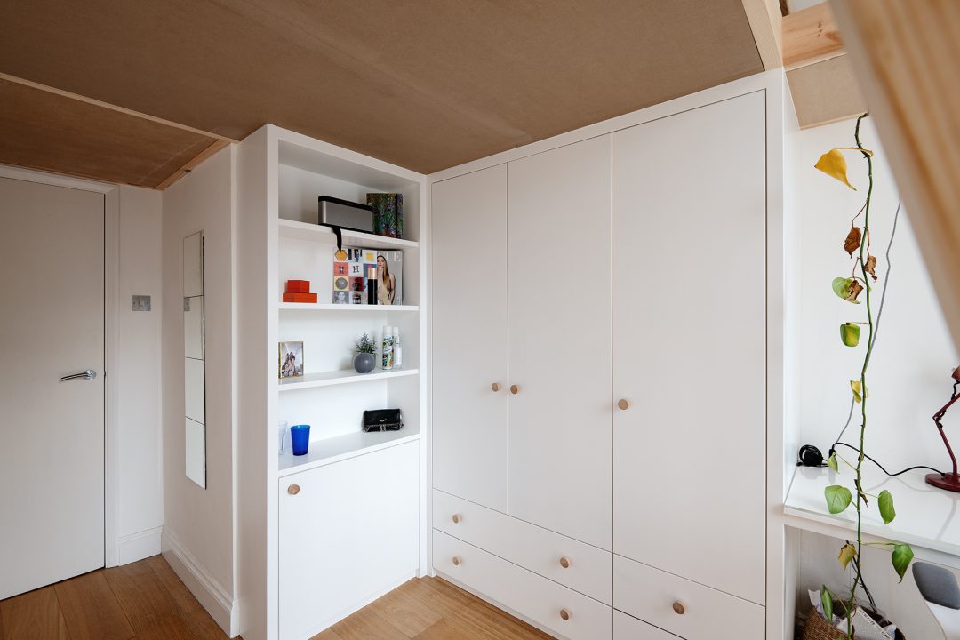 Built in loft bed with wardrobe and cabinet